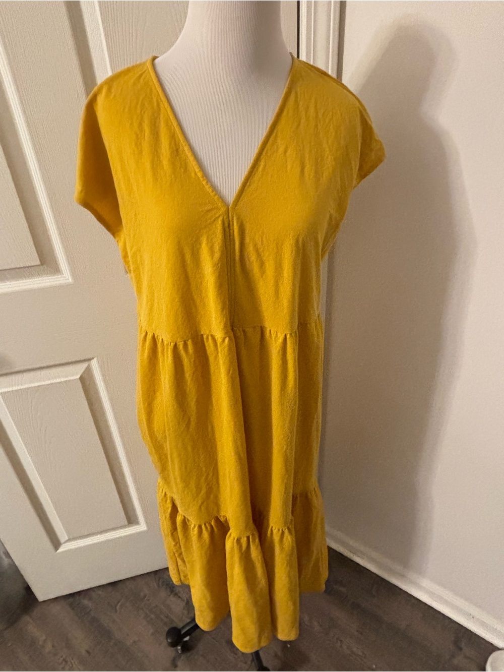 Primark Mustard Yellow V-Neck Tiered Midi Dress
